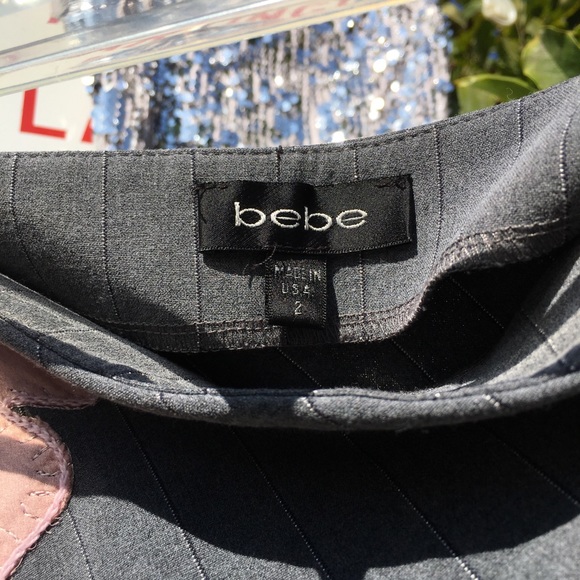 Bebe Stretch Pink Flower Embossed Swing Skirt - Picture 5 of 8